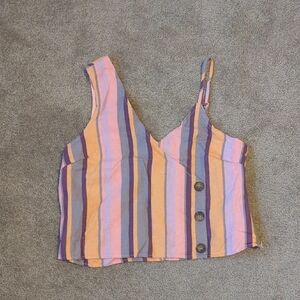 Striped Multicolor Button-Up Women's Top